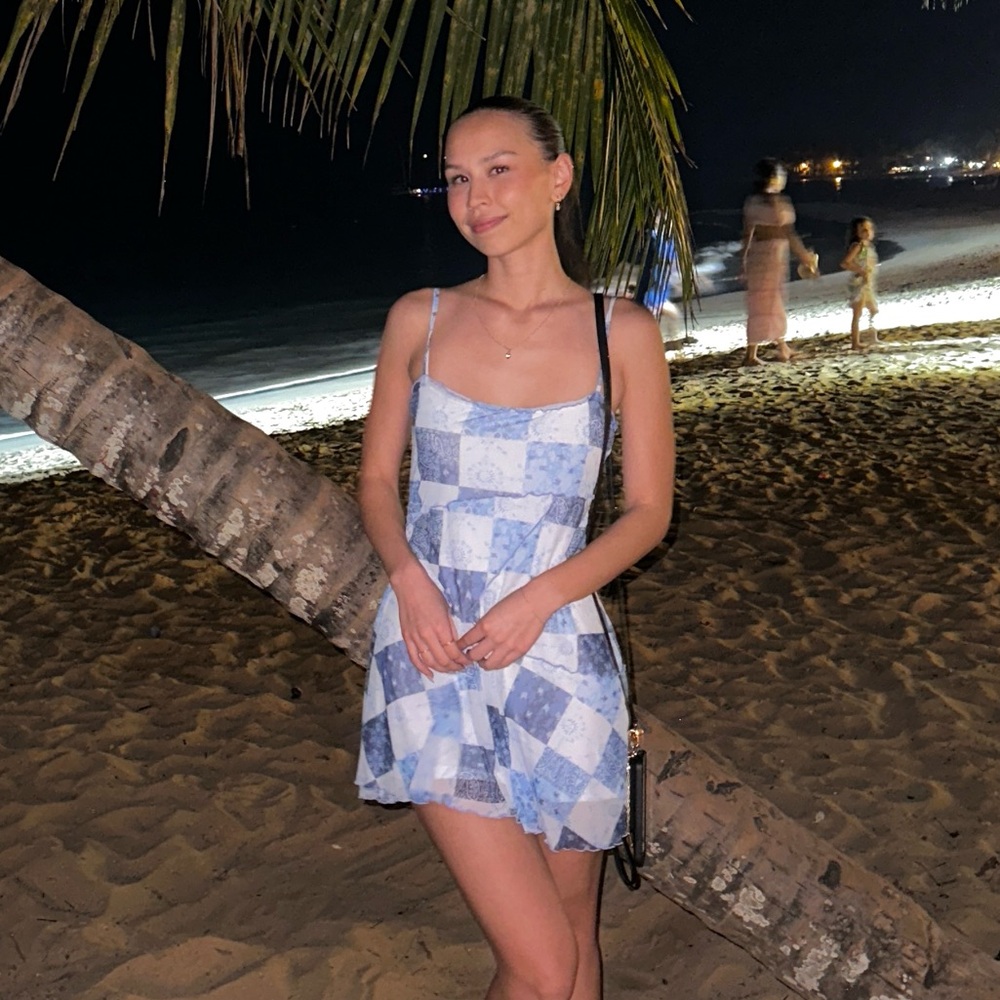 Urban Outfitters Blue and White Patterned Dress